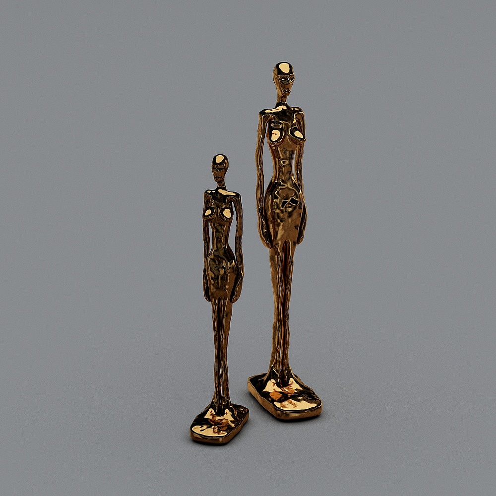 Golden Human Sculpture 3D Model - High Detail Design