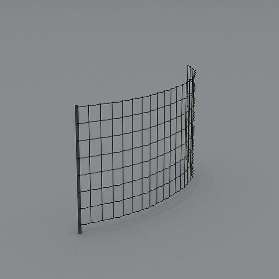 Modern Low-Poly Wire Mesh Fence 3D Model