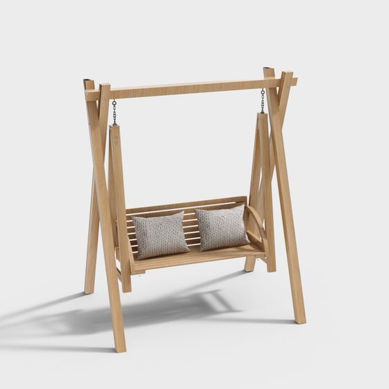 Elegant Wooden Swing 3D model for Relaxation