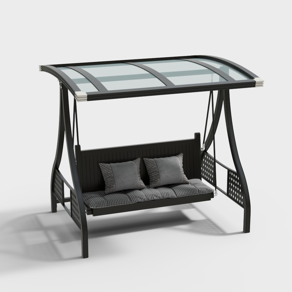 Urban Leisure Hanging Chair 3D Model – Curved Metal Frame