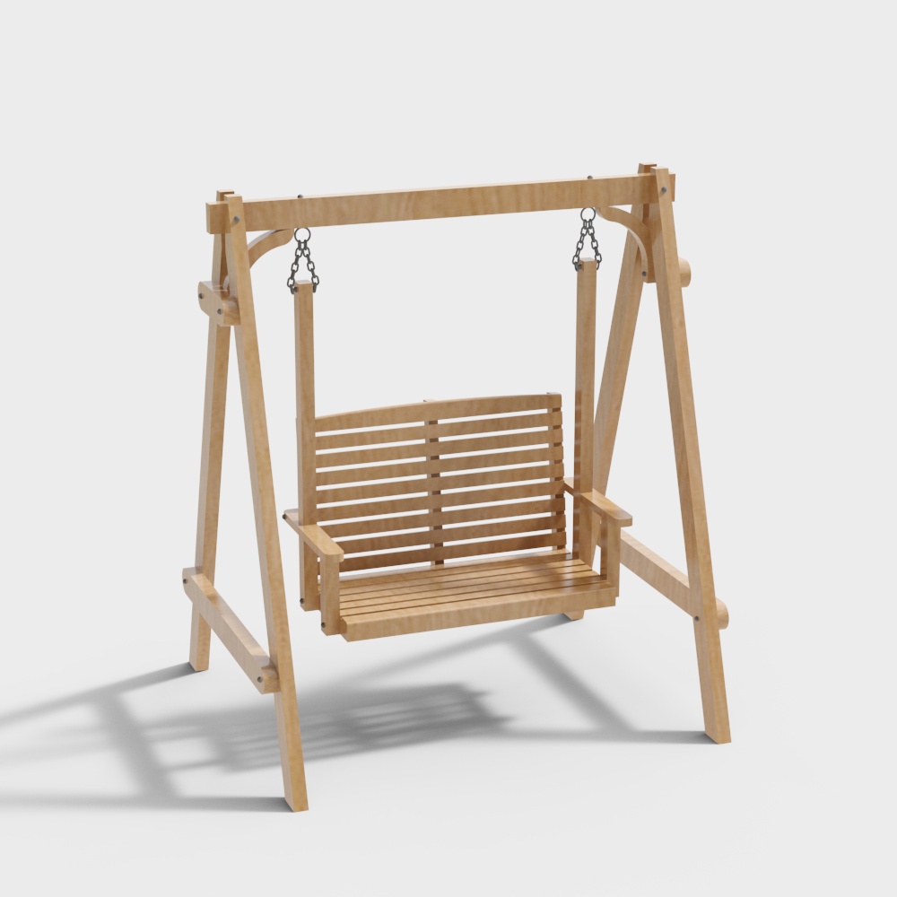 Country Swing 3D Model – Wooden Outdoor Swing