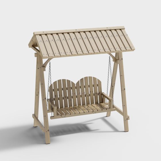 Wooden Swing Chair 3D model