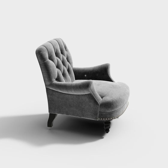Retro Velvet Sofa 3D model for Modern Spaces