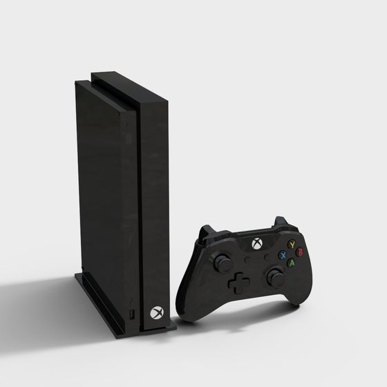 Sleek Xbox One Console and Controller 3D model