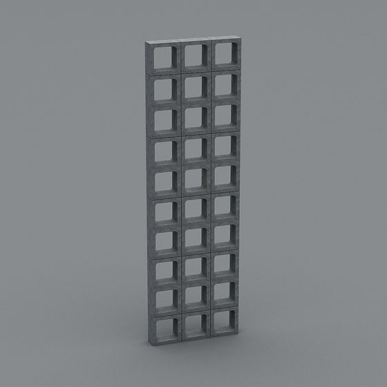 Geometric Concrete Partition Wall 3D Model