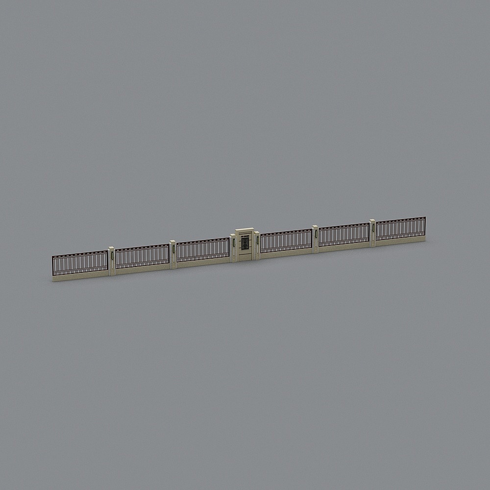 Elegant Modern Iron Fence 3D model