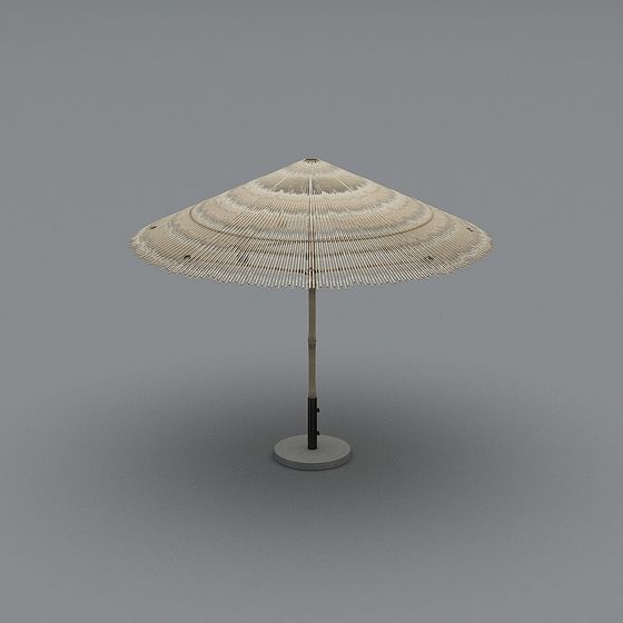 Elegant Low-Poly Bamboo Umbrella 3D model