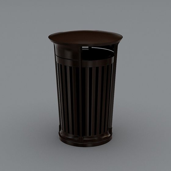 Unique Black Polygonal Trash Can 3D model