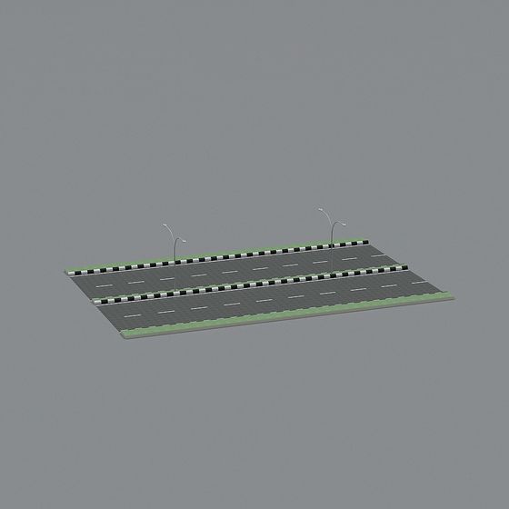 Low-Polygon Dual Lane Highway 3D model