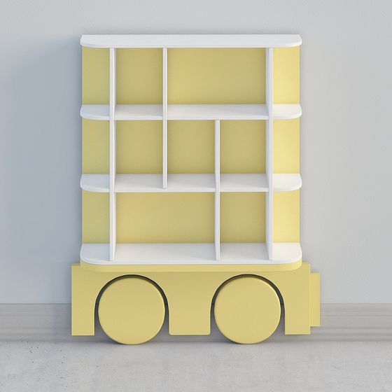 Playful Train Bookshelf 3D model for Creative Spaces