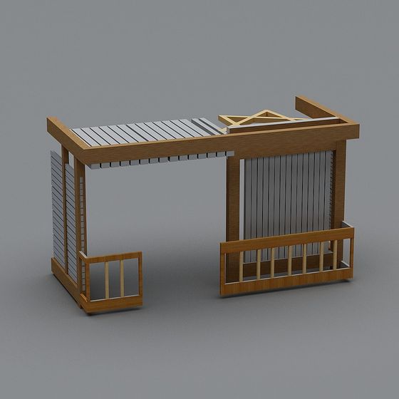 Contemporary Pavilion 3D model in Peaceful Garden