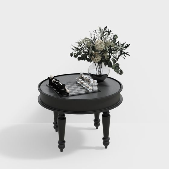 Minimalist Black Round Table 3D model