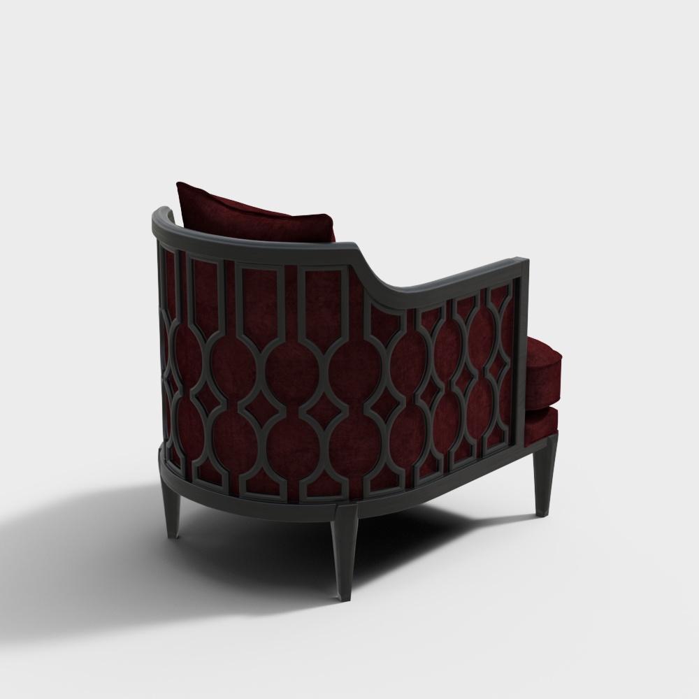 ghế armchair vải đỏ và gỗ trắng