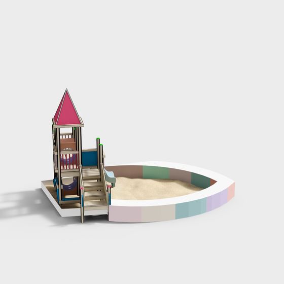 Charming Low-Poly Children’s Playground 3D Model