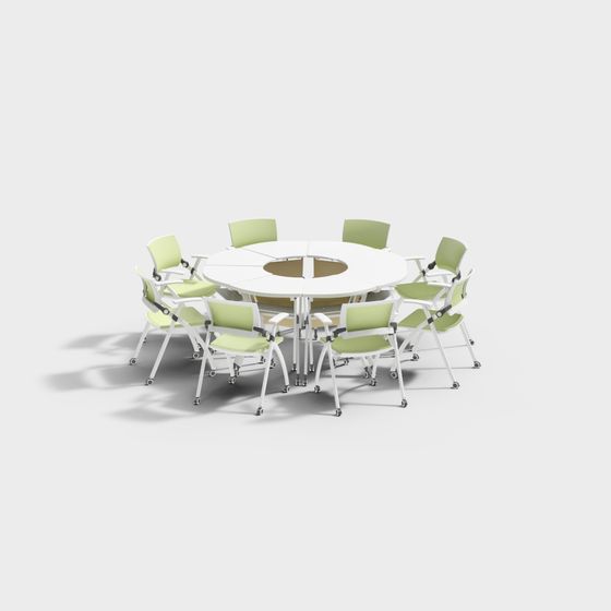 Modern Round Table Conference Set 3D model