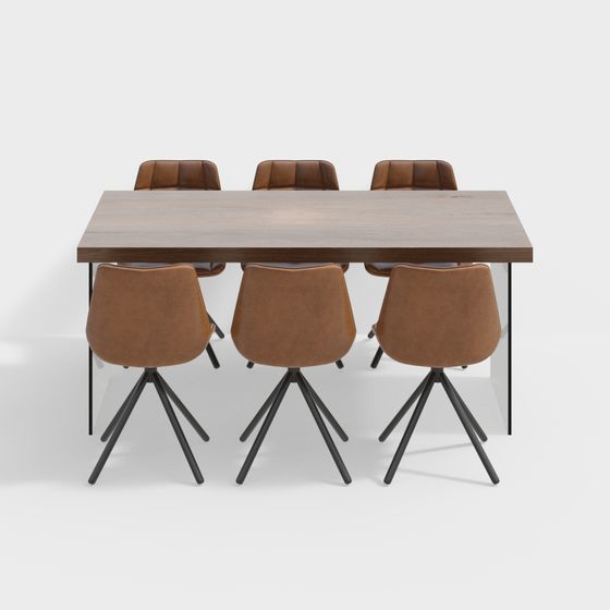 Modern Minimalist Dining Table and Chair Set 3D model