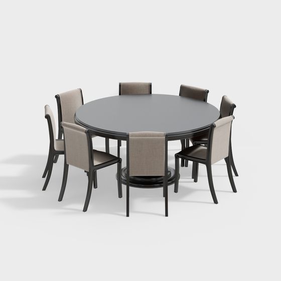 Modern Minimalist Dining Table and Chair Set 3D model