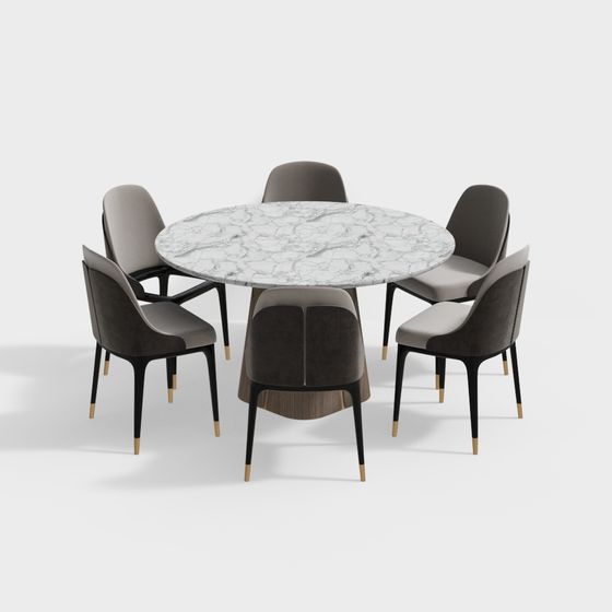 Stylish Modern Dining Table and Chair Set 3D model