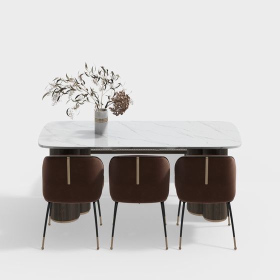 Stylish 3D Model Dining Table and Chair Set