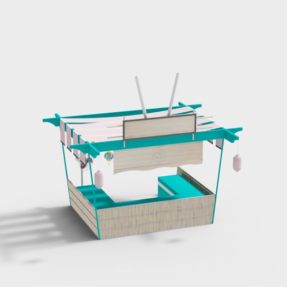 Beachside Bar Low Poly 3D model