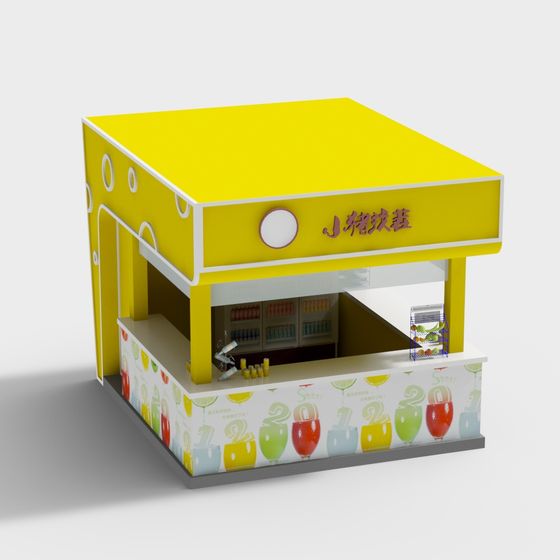 Vibrant Summer Juice Stand 3D model for Creative Projects