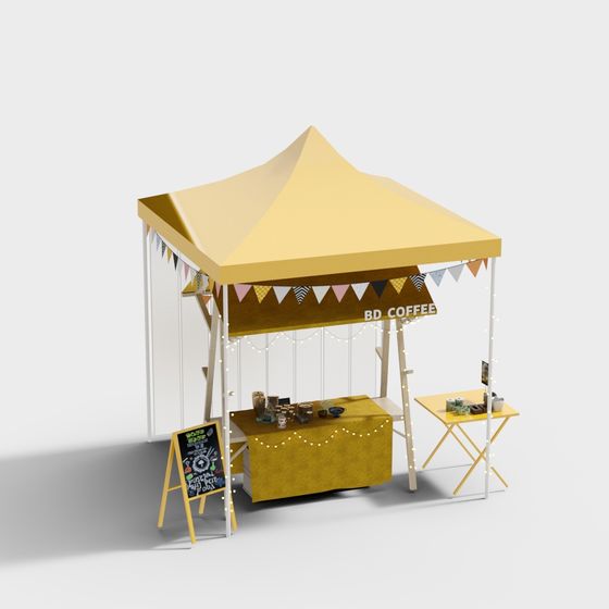 Vibrant Market Coffee Stall 3D model