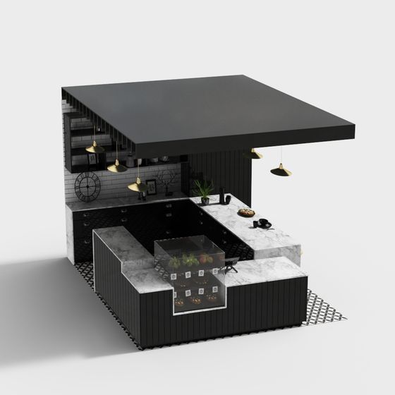 Contemporary Kitchen 3D model for Creative Projects