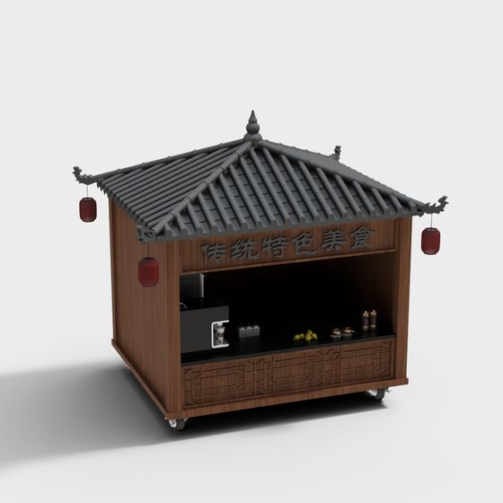 Traditional Food Cart 3D model