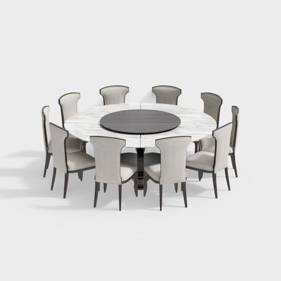 Chic Round Dining Table 3D model for Contemporary Homes