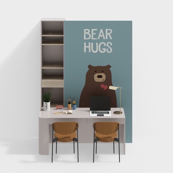 Combinazione di scrivania da letto in legno contemporanea