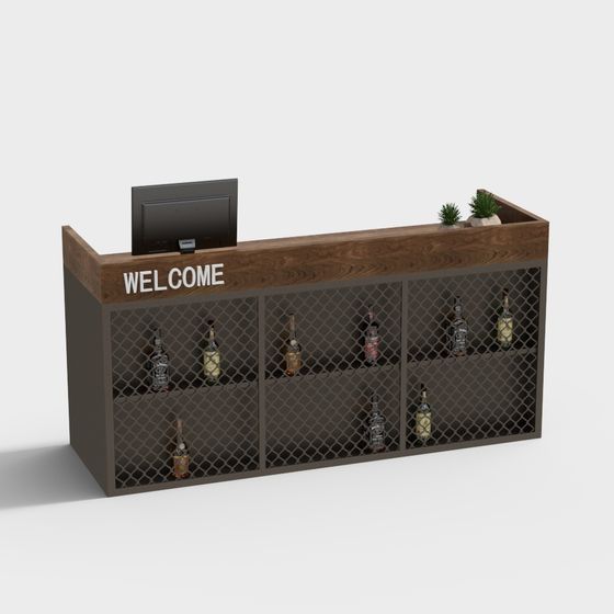 Industrial Style Reception Desk 3D model