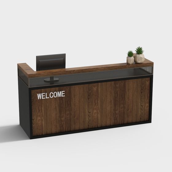 Elegant Reception Desk 3D model for Modern Spaces