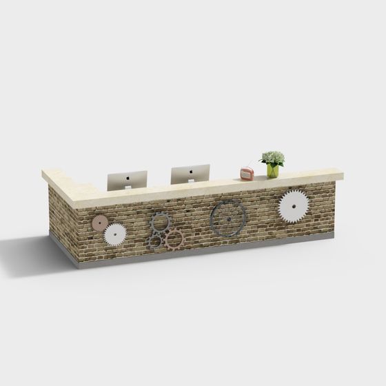 Industrial Style Reception Desk 3D model