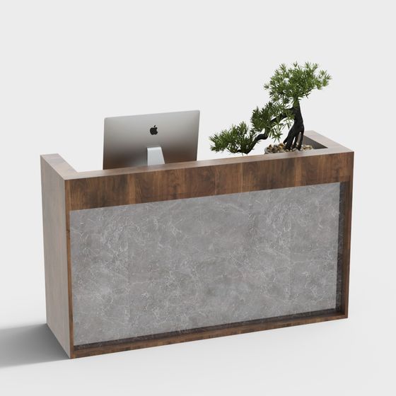 Elegant Low-Poly Reception Desk 3D model