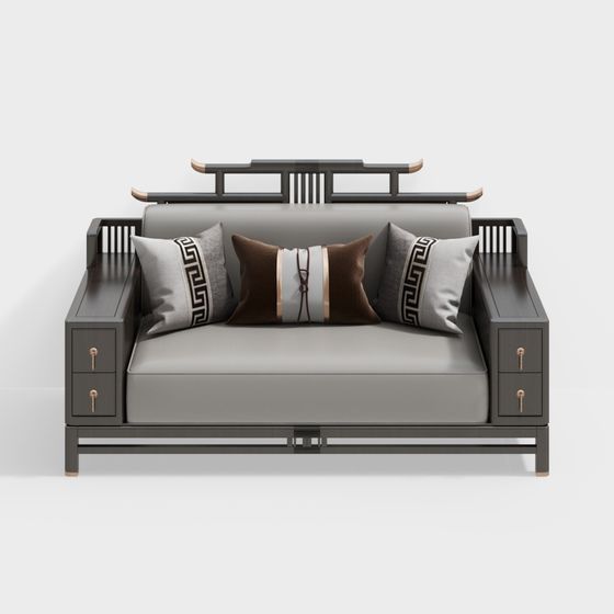 Stylish Oriental-Inspired Sofa 3D model for Modern Spaces