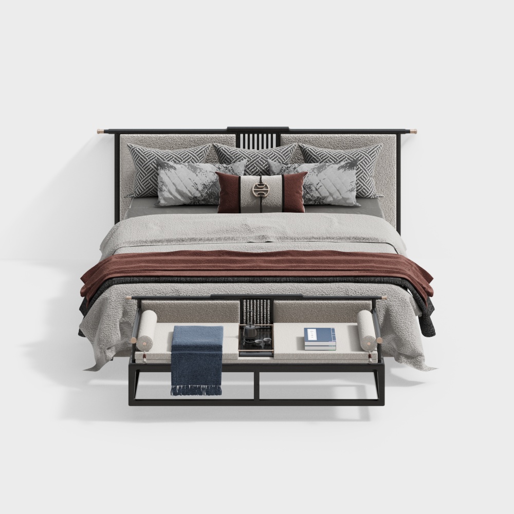 Cama doble estilo chino nuevo