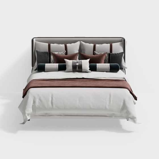 Stylish Low-Polygon Bed 3D model for Modern Interiors