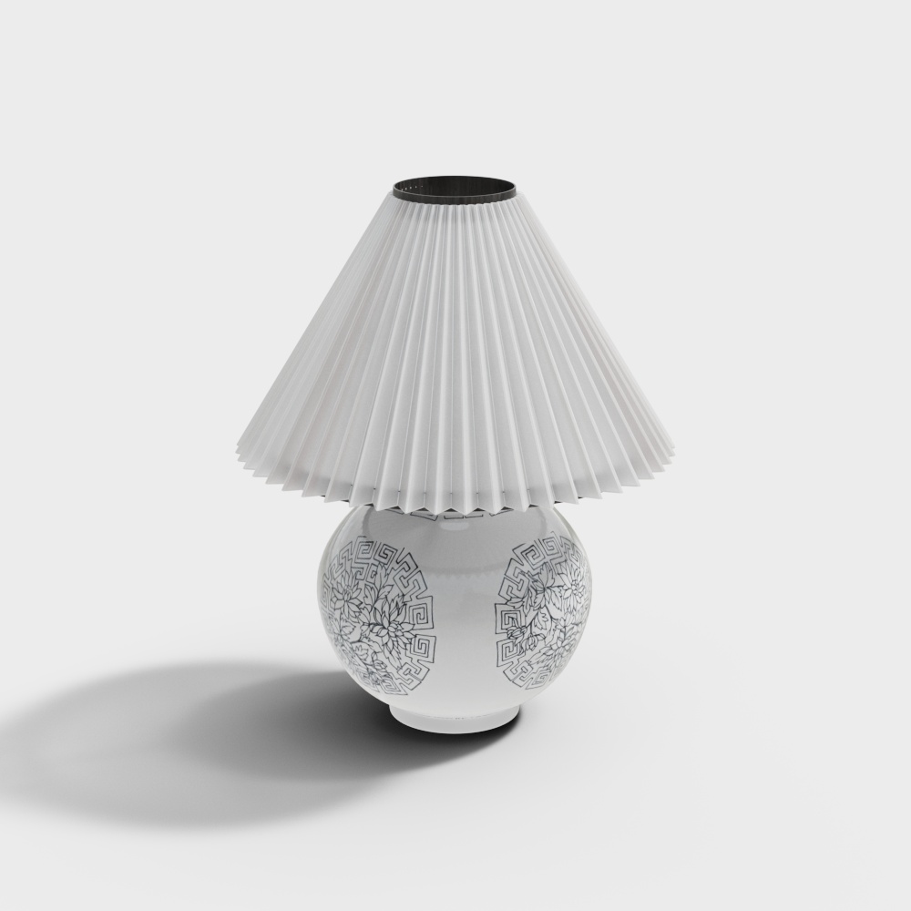 Elegant Low-Polygon 3D Lamp Model – Floral Ceramic Design