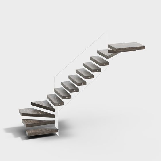 Elegant Low-Polygon Staircase 3D model