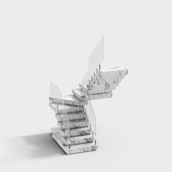 Elegant Abstract Marble Staircase 3D model