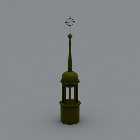 Historical Low-Poly Clock Tower Spire 3D model