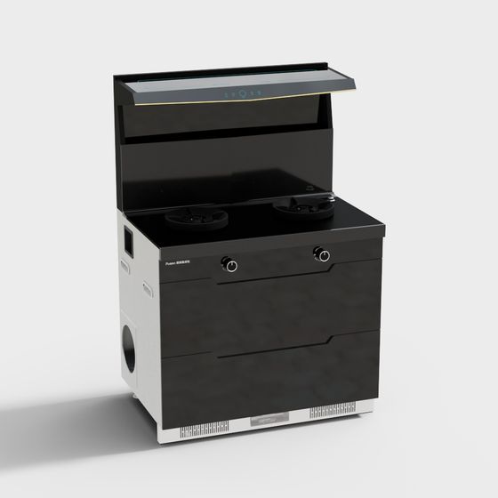 Futuristic Black Kitchen Stove 3D model