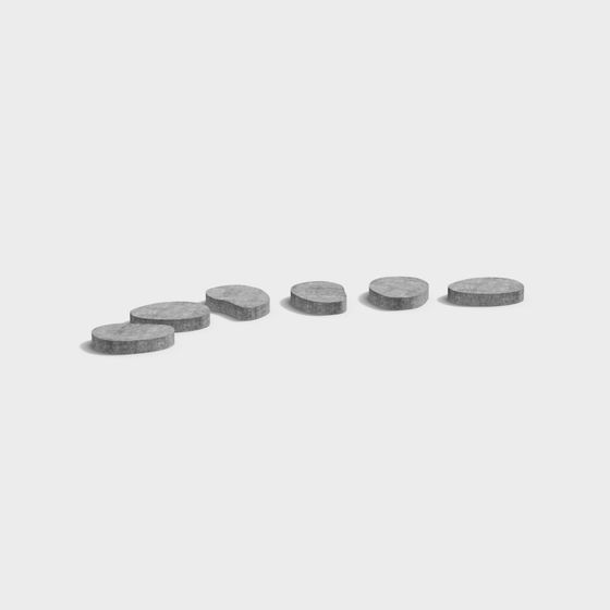 Low Poly Concrete Discs 3D Model