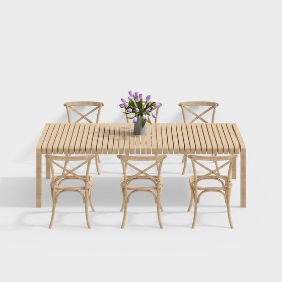 Modern Minimalist 3D Dining Table and Chair Set