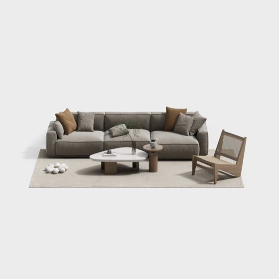 Modern Low-Polygon Sofa Set 3D model