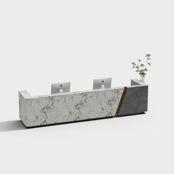Elegant Marble Reception Desk 3D model