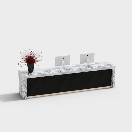 Elegant Marble Office Desk 3D model