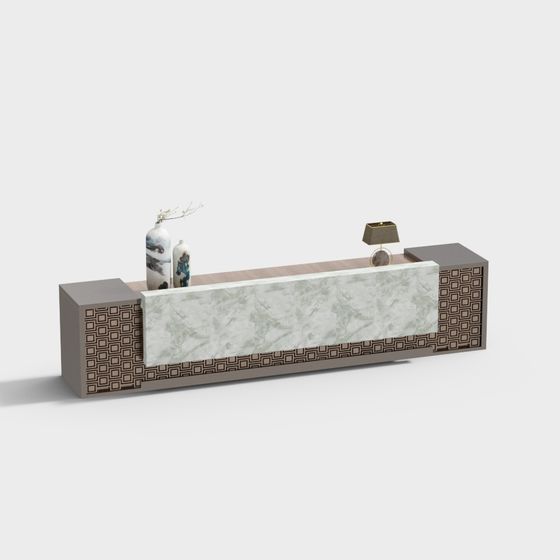 Elegant Low-Poly Reception Desk 3D model