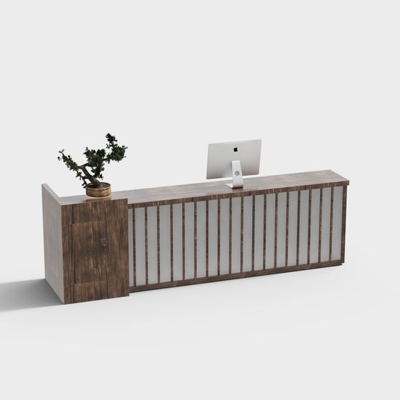 Stylish Reception Desk 3D model for Modern Spaces