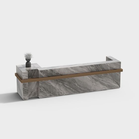 Stylish Minimalist Reception Desk 3D model for Modern Spaces